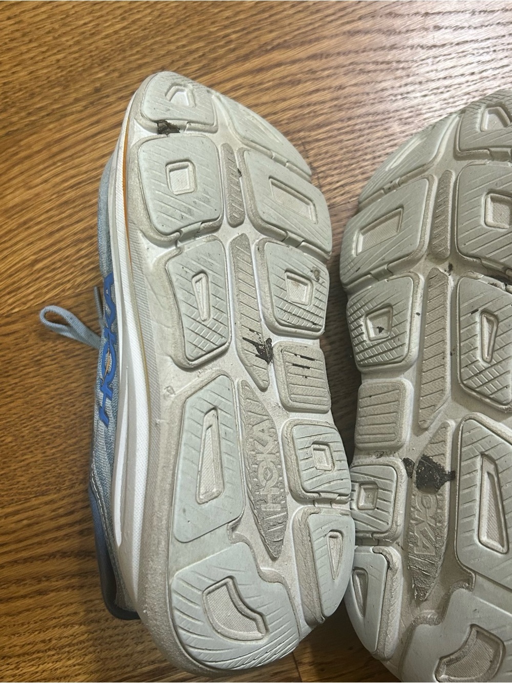 Hoka Kids Light Blue and Gray Sneakers with Yellow Accent - Picture 4 of 4